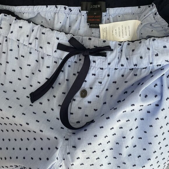 J.Crew End-On-End Blue Swiss Dot Long Sleeve Pajama 2 Piece Set Size M Top Pants - Picture 11 of 15